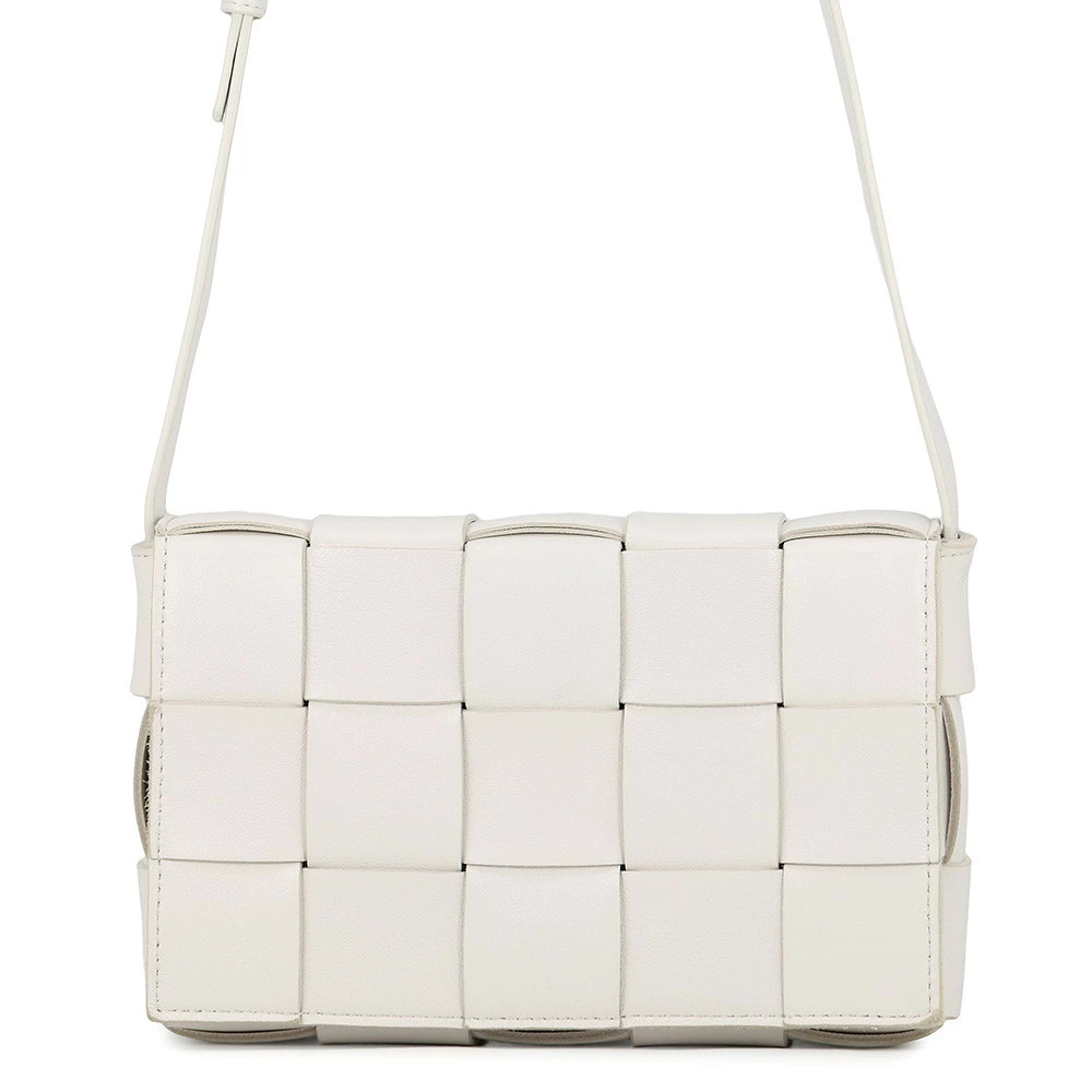 Bottega Veneta Shoulder Bag Intrecciato Cassette Lambskin White